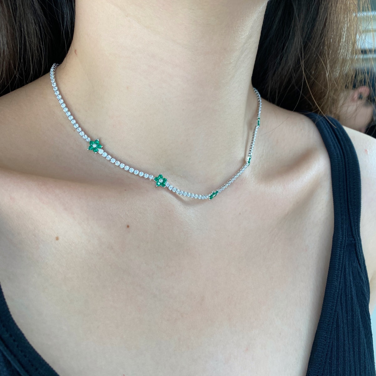 [CharmAmor]Luxurious Colorful Flower Tennis Necklace