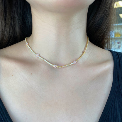[CharmAmor]Luxurious Colorful Flower Tennis Necklace