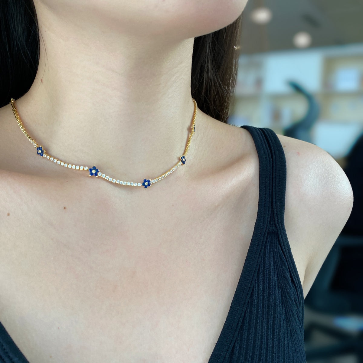 [CharmAmor]Luxurious Colorful Flower Tennis Necklace