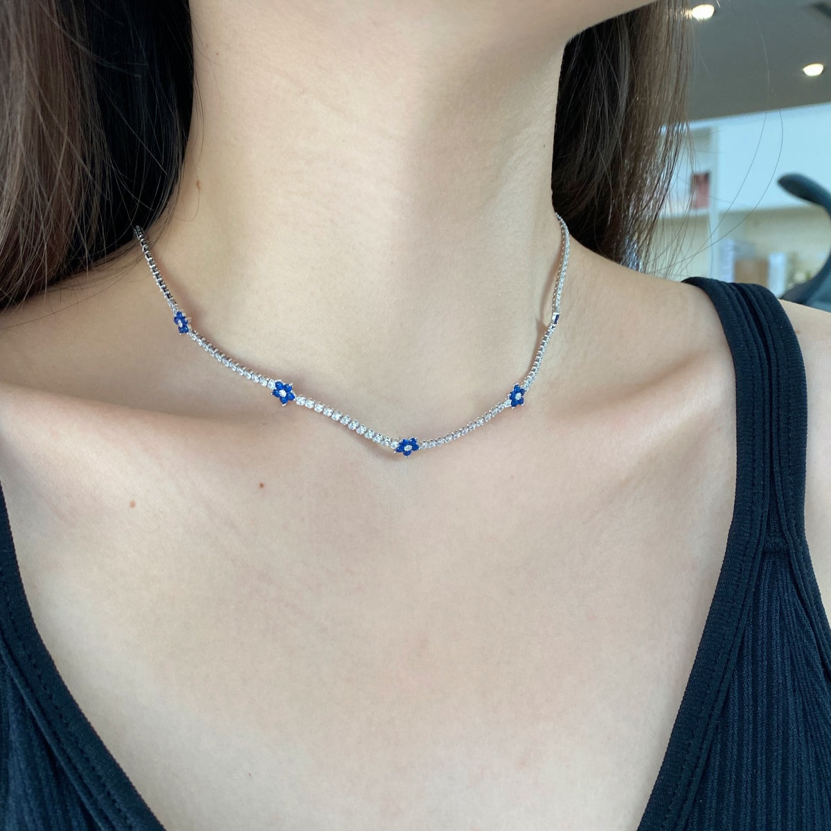 [CharmAmor]Luxurious Colorful Flower Tennis Necklace