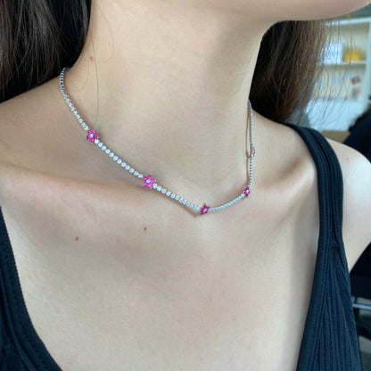[CharmAmor]Luxurious Colorful Flower Tennis Necklace