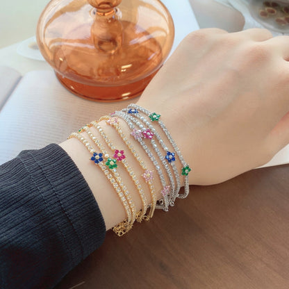 [CharmAmor]Sparkling Flower Shape Tennis Bracelet