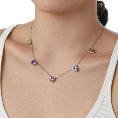 [CharmAmor]Sparkling Colorful Heart Cut Necklace