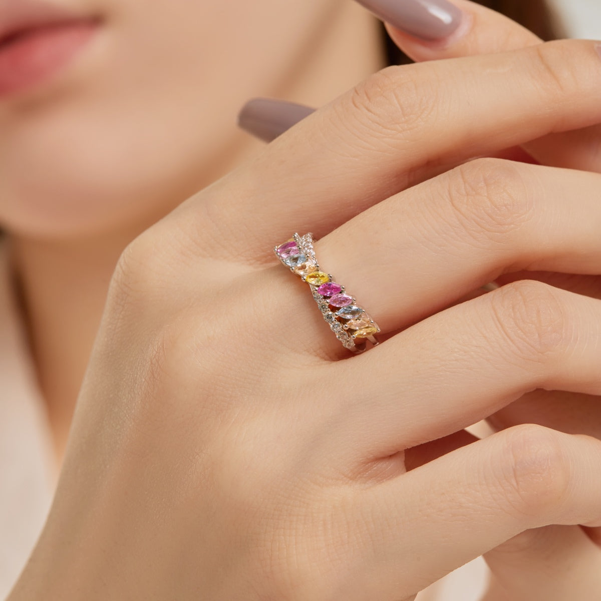 [CharmAmor]Unique Colorful Marquise Cut Daily Ring