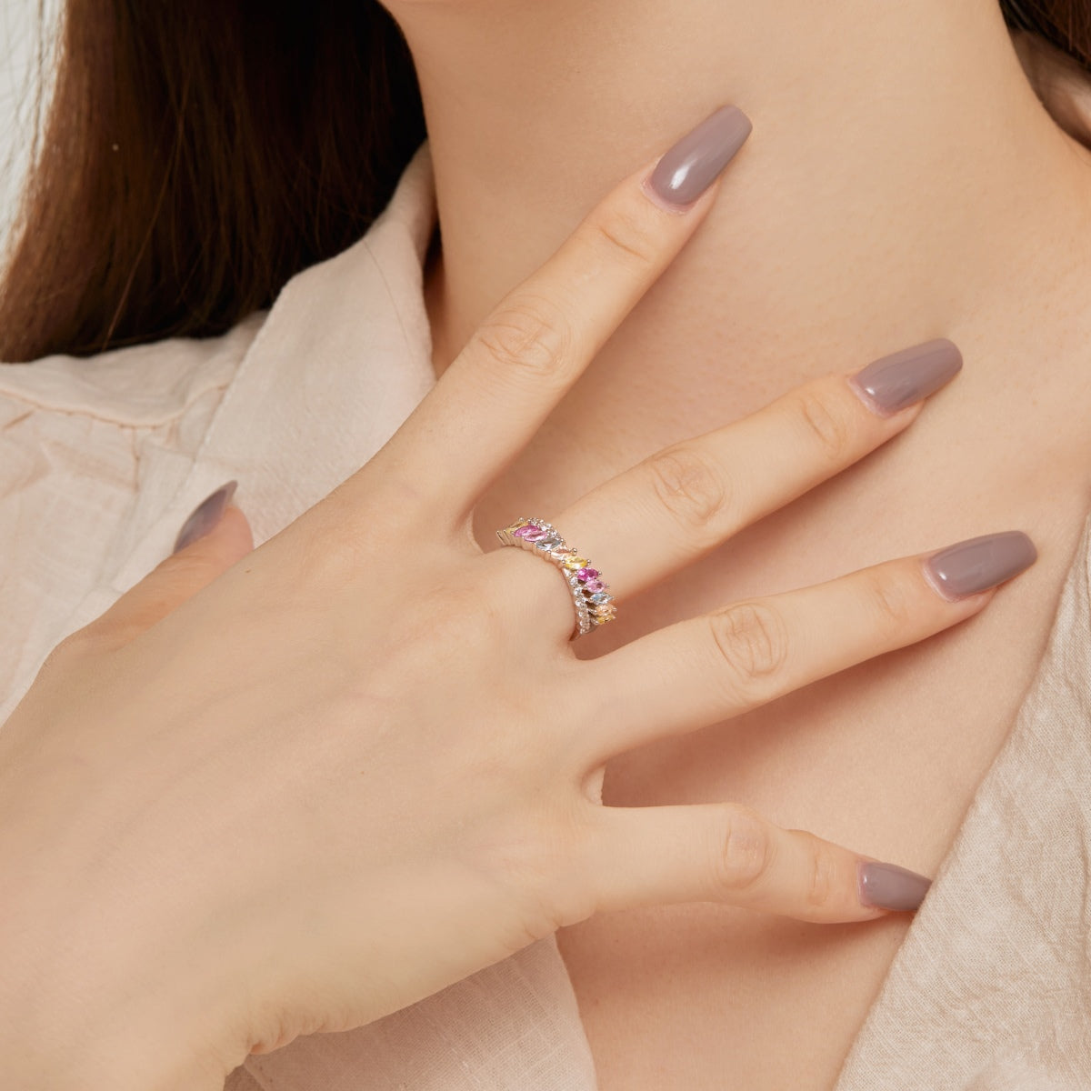 [CharmAmor]Unique Colorful Marquise Cut Daily Ring