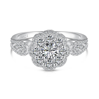[CharmAmor]Delicate Colorful Round Cut Flower Shape Wedding Ring