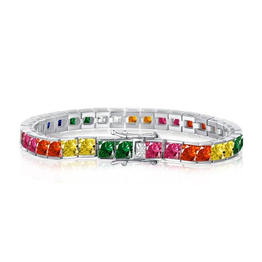 [CharmAmor]Radiant Colorful Princess Cut Tennis Bracelet