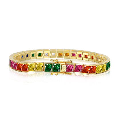 [CharmAmor]Radiant Colorful Princess Cut Tennis Bracelet