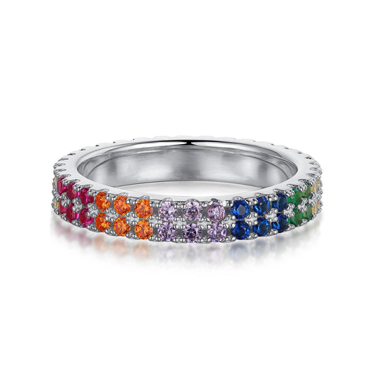 [CharmAmor]Unique Colorful Round Cut Tennis Ring
