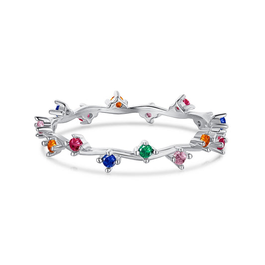 [CharmAmor]Radiant Colorful Round Cut Daily Ring