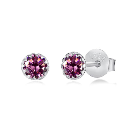 [CharmAmor]Sparkling Colorful Round Shape Earrings