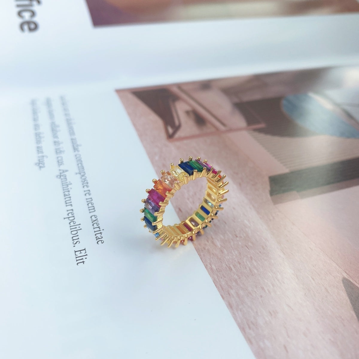 [CharmAmor]Unique Colorful Radiant Cut RIng