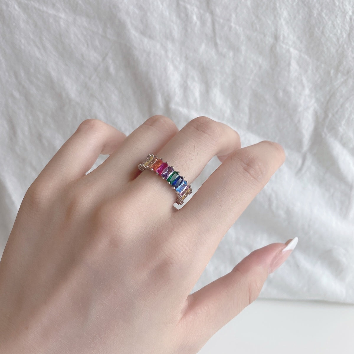 [CharmAmor]Unique Colorful Radiant Cut RIng
