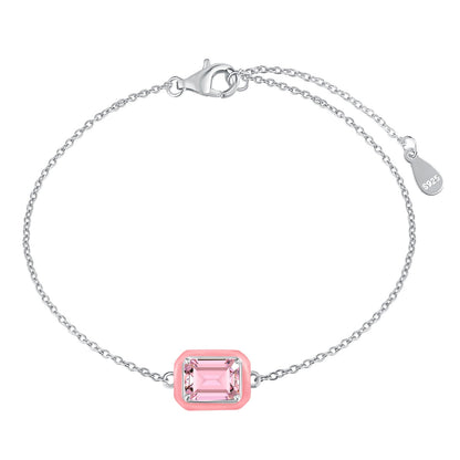 [CharmAmor]2.0 Carat Sparkling Colorful Emerald Cut Daily Bracelet