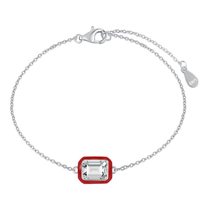 [CharmAmor]2.0 Carat Sparkling Colorful Emerald Cut Daily Bracelet
