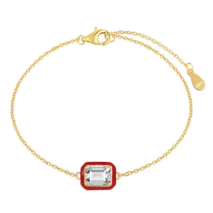 [CharmAmor]2.0 Carat Sparkling Colorful Emerald Cut Daily Bracelet