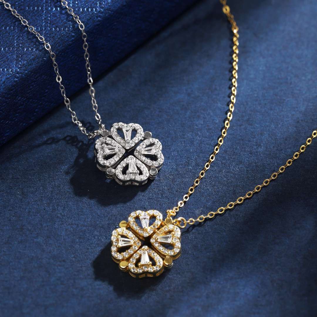 [CharmAmor]Ornate Heart Cut Flower Shape Necklace