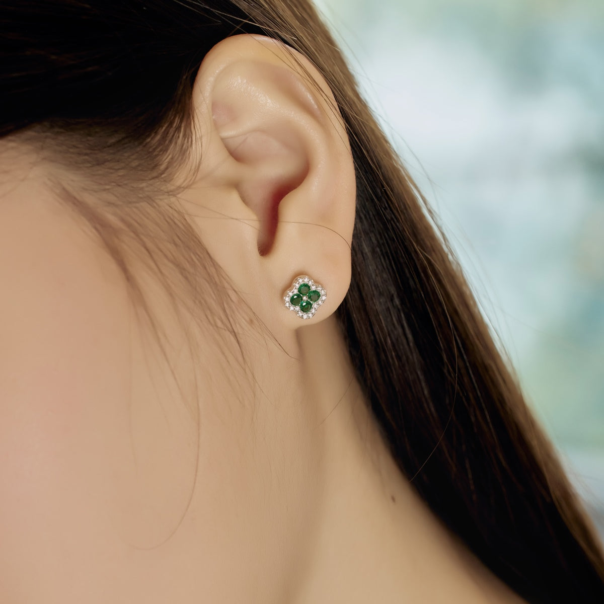 [CharmAmor]Four-Leaf Clover Flower Shaped Earrings