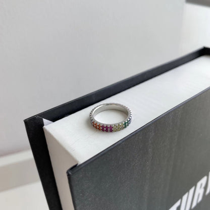 [CharmAmor]Unique Colorful Round Cut Tennis Ring
