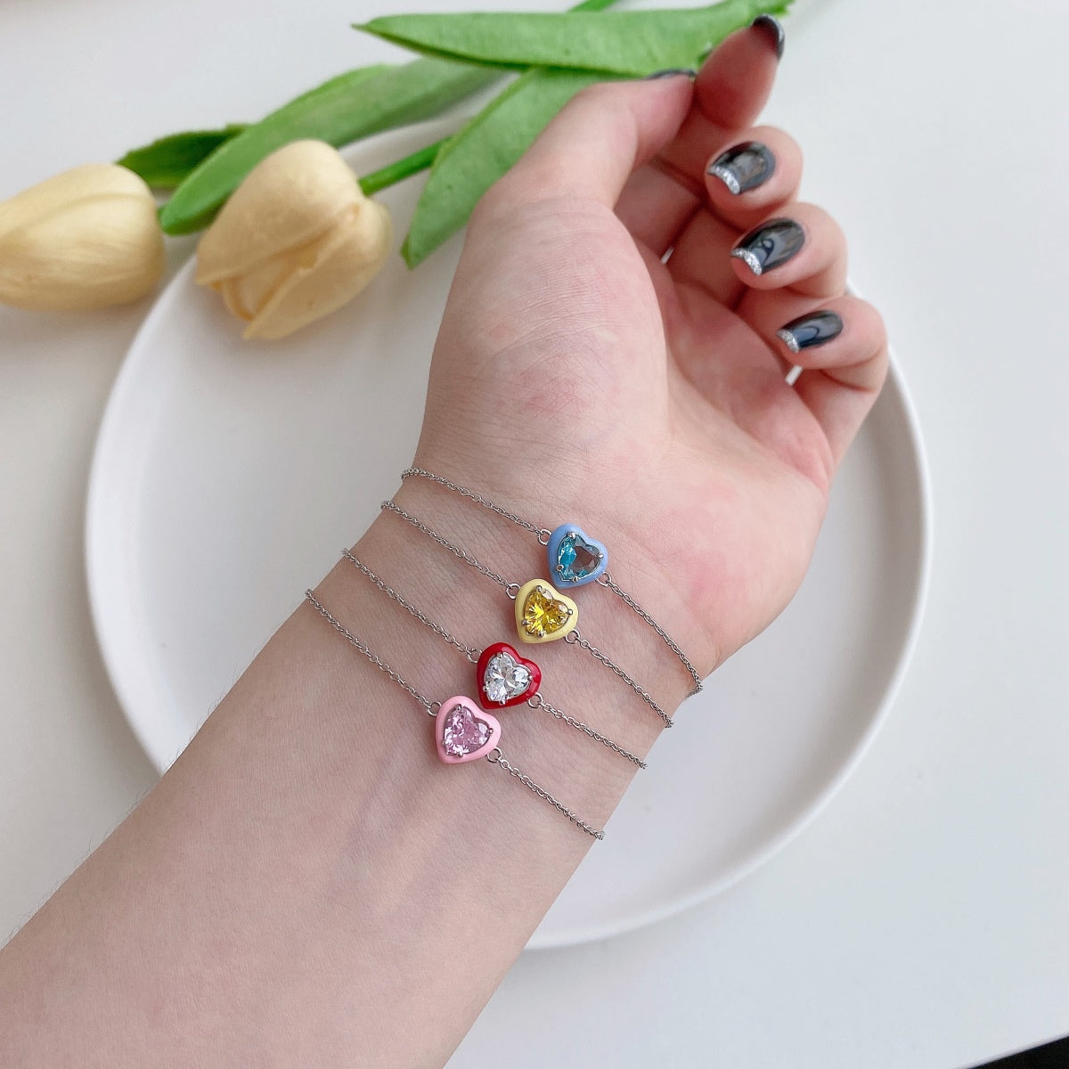 [CharmAmor]Sparkling Romantic Heart Shape Lover Bracelet