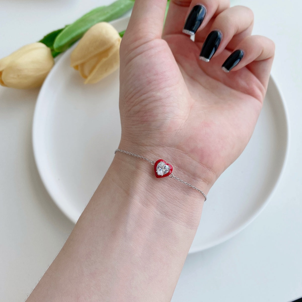 [CharmAmor]Sparkling Romantic Heart Shape Lover Bracelet