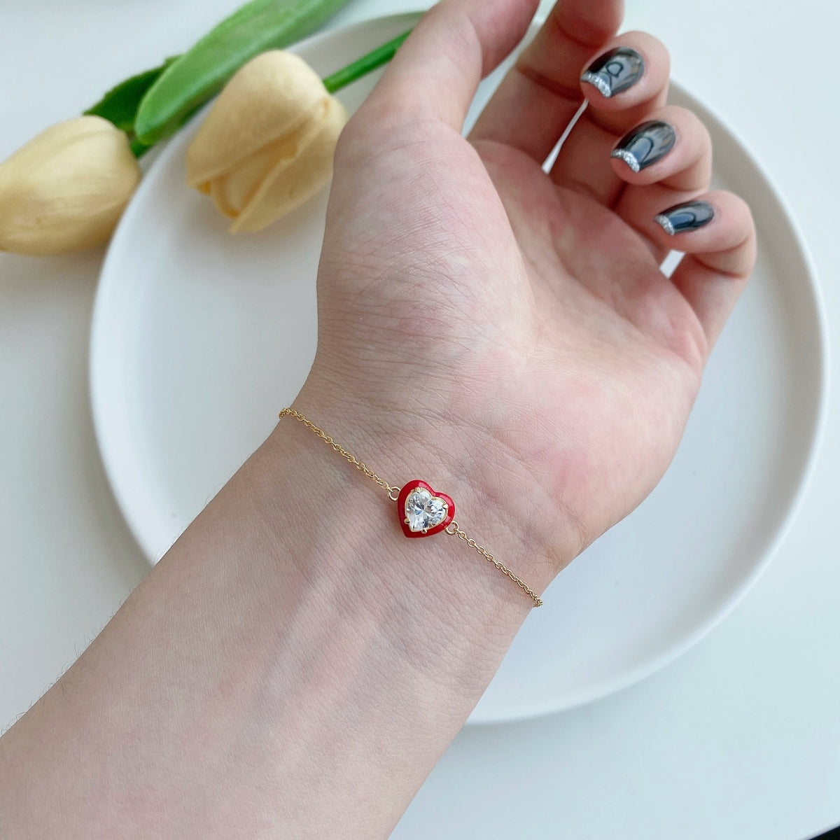 [CharmAmor]Sparkling Romantic Heart Shape Lover Bracelet