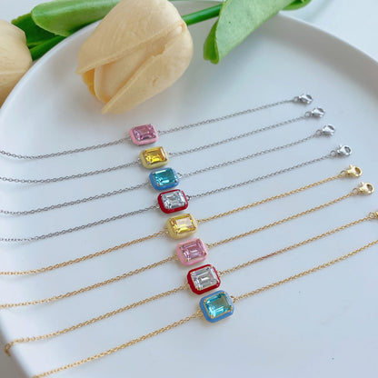 [CharmAmor]2.0 Carat Sparkling Colorful Emerald Cut Daily Bracelet
