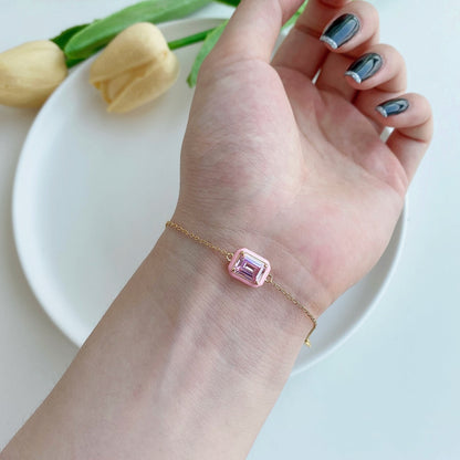[CharmAmor]2.0 Carat Sparkling Colorful Emerald Cut Daily Bracelet