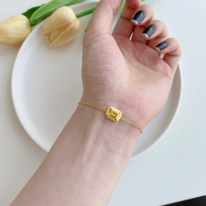 [CharmAmor]2.0 Carat Sparkling Colorful Emerald Cut Daily Bracelet