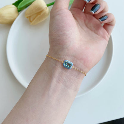 [CharmAmor]2.0 Carat Sparkling Colorful Emerald Cut Daily Bracelet