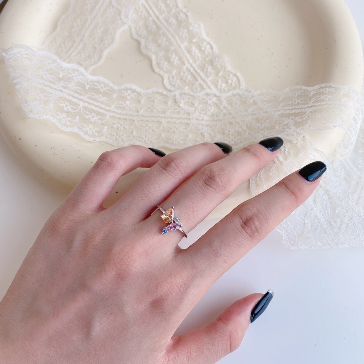 [CharmAmor]Radiant Colorful Multi Cut Daily Ring