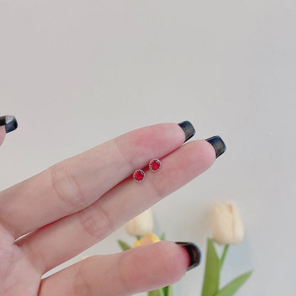 [CharmAmor]Sparkling Colorful Round Shape Earrings