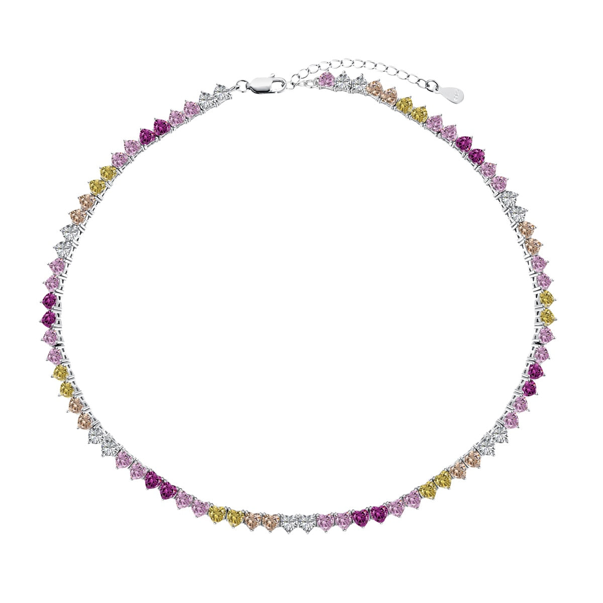 [CharmAmor]Sparkling Colorful Full Heart Tennis Necklace