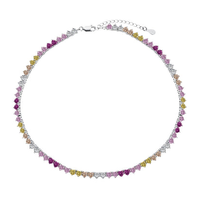 [CharmAmor]Sparkling Colorful Full Heart Tennis Necklace