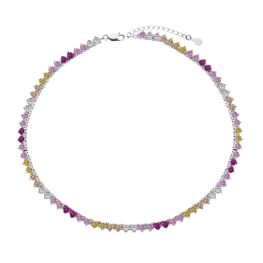 [CharmAmor]Sparkling Colorful Full Heart Tennis Necklace