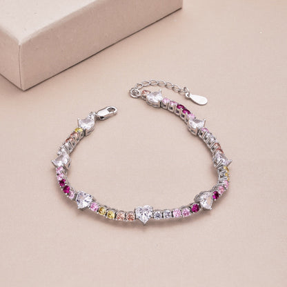 [CharmAmor]Romantic Heart Shape Round Cut Lover Bracelet
