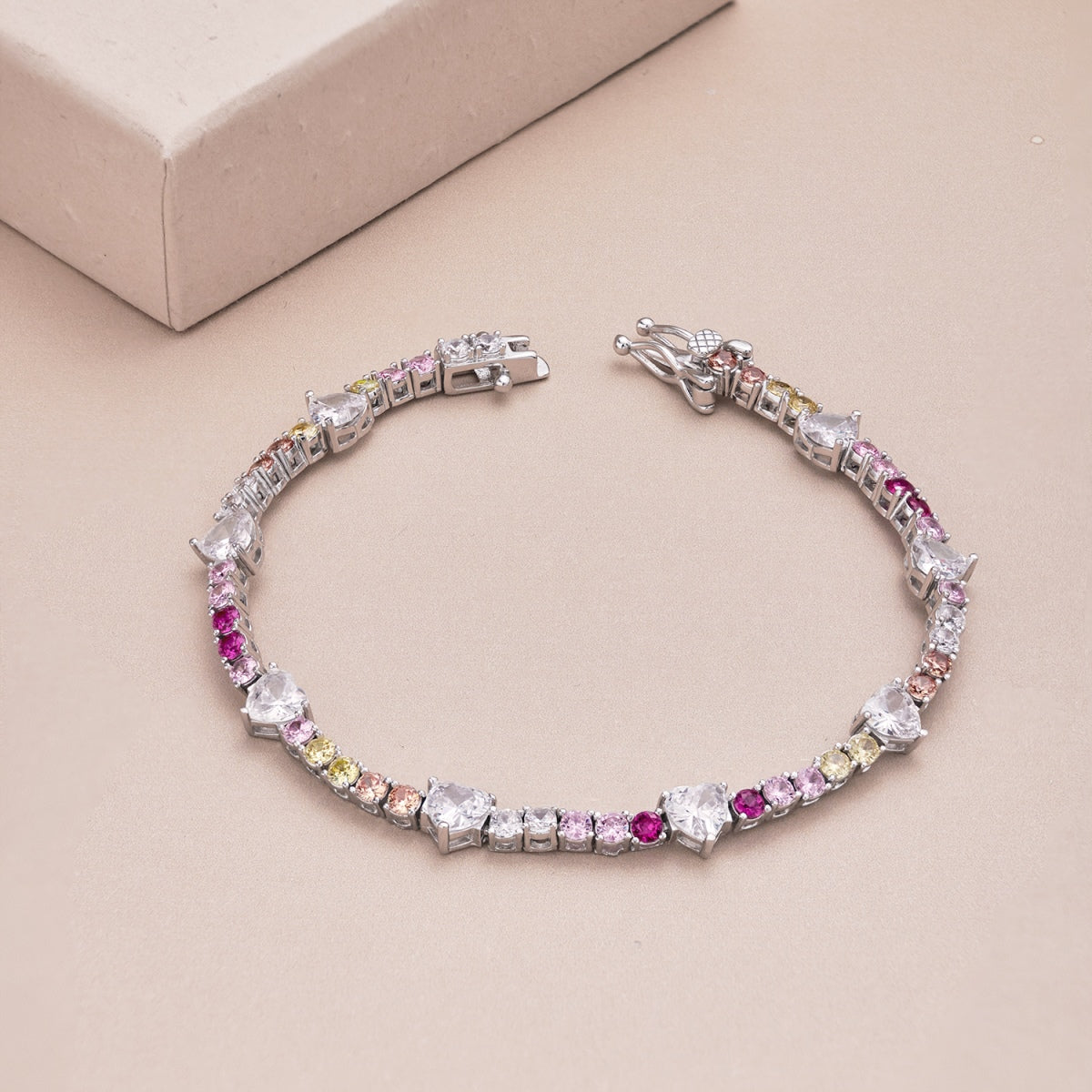 [CharmAmor]Romantic Heart Shape Round Cut Lover Bracelet
