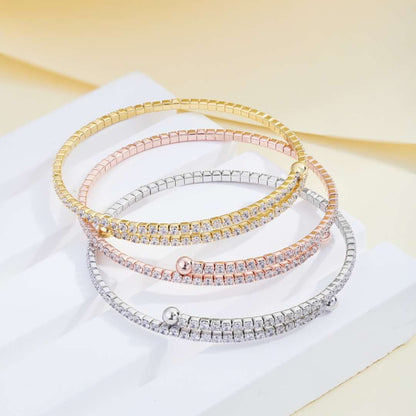 [CharmAmor]Row of Diamonds Round Fashion Bracelet