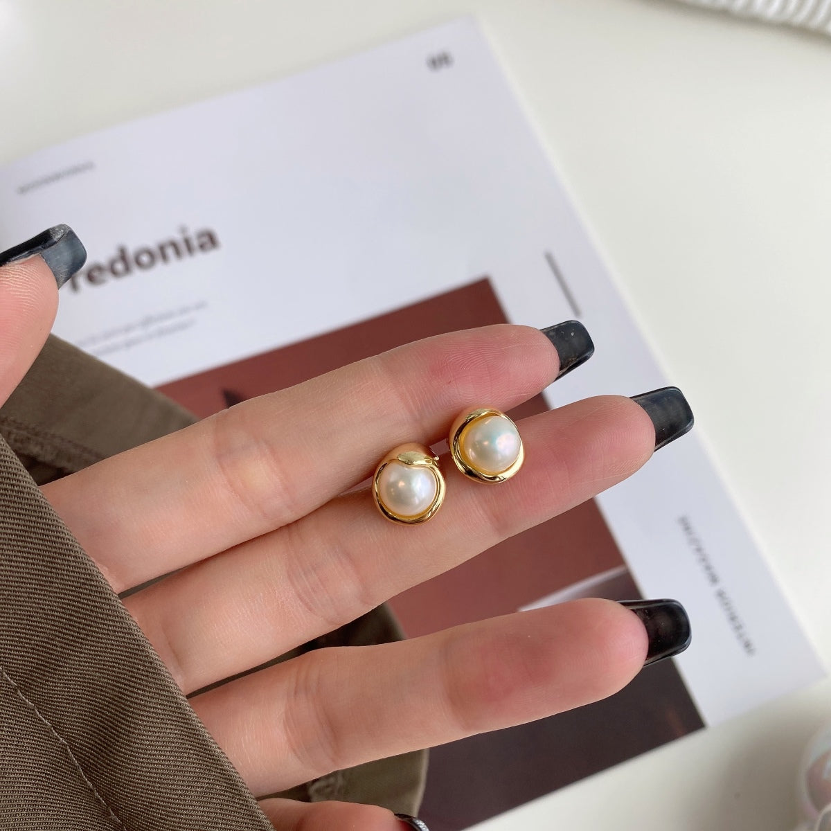 [CharmAmor]Dainty Bread Pearl Earrings