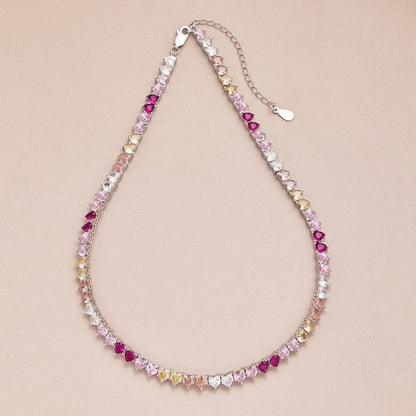 [CharmAmor]Sparkling Colorful Full Heart Tennis Necklace