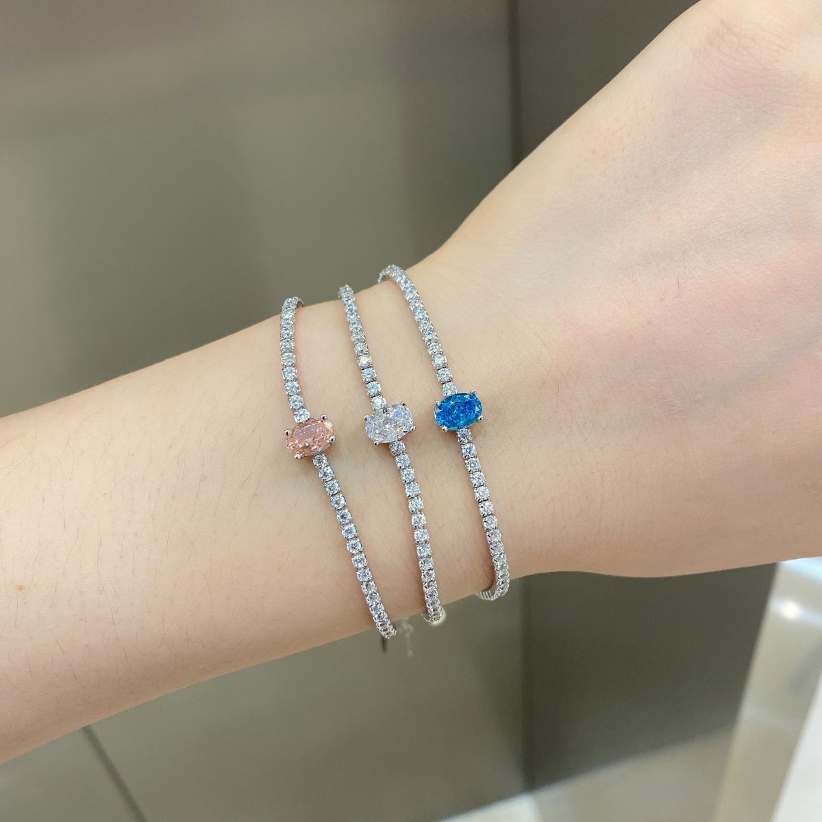 [CharmAmor]0.75 Carat Exquisite Oval Cut Daily Bracelet