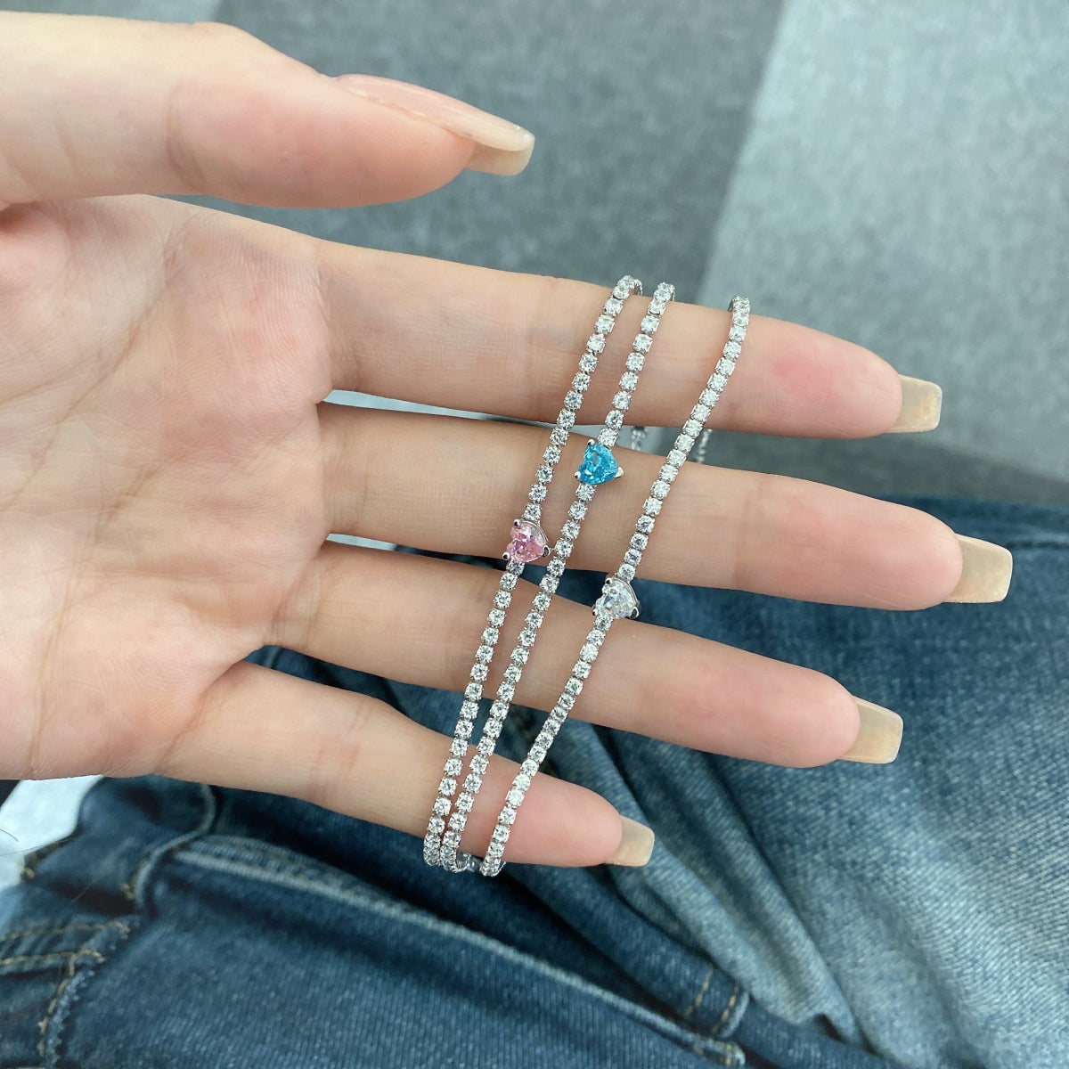 [CharmAmor]0.5 Carat Elegant Romantic Heart Shape Lover Bracelet