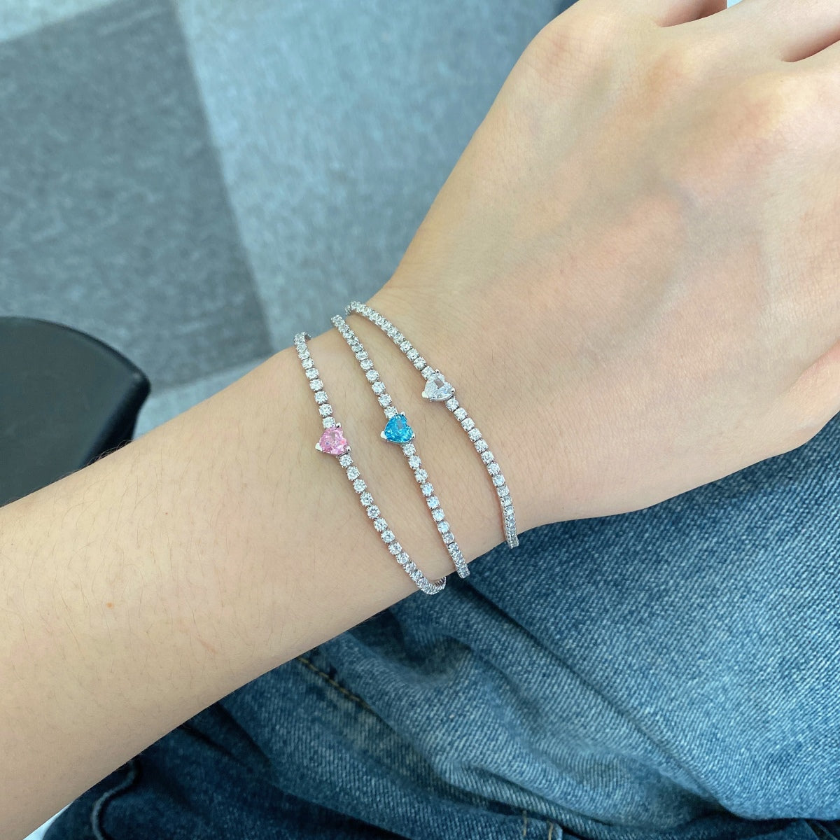 [CharmAmor]0.5 Carat Elegant Romantic Heart Shape Lover Bracelet