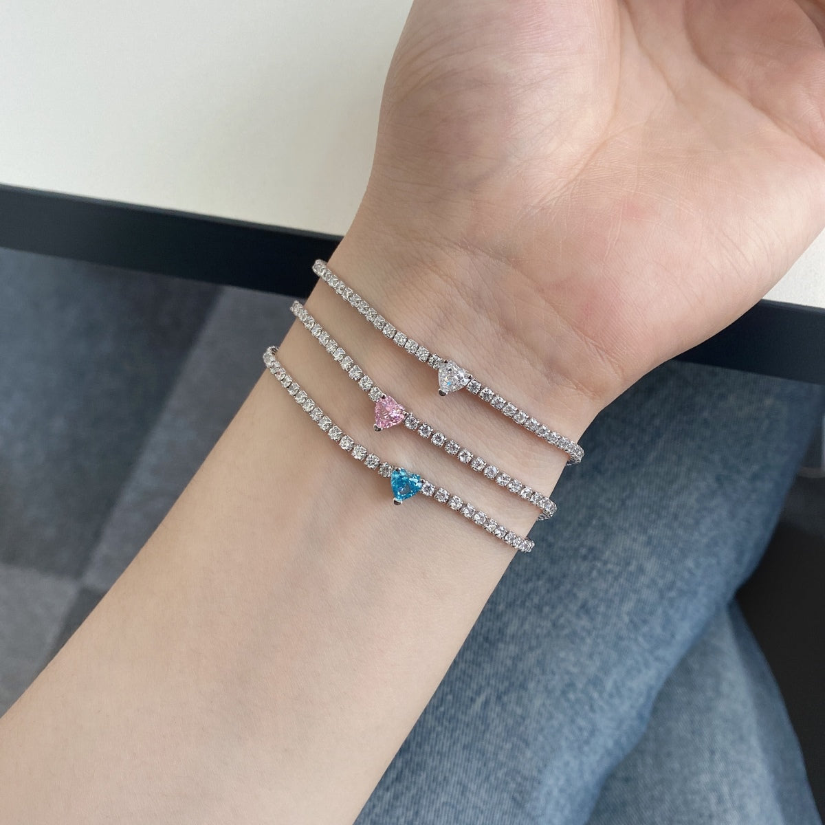 [CharmAmor]0.5 Carat Elegant Romantic Heart Shape Lover Bracelet