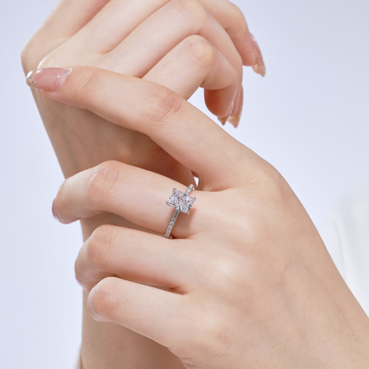 [CharmAmor]2.0 Carat Dazzling Sparkling Radiant Cut Party Ring