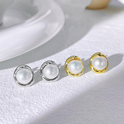 [CharmAmor]Dainty Bread Pearl Earrings