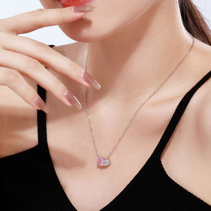 [CharmAmor]Dazzling Square & Heart Shape Necklace