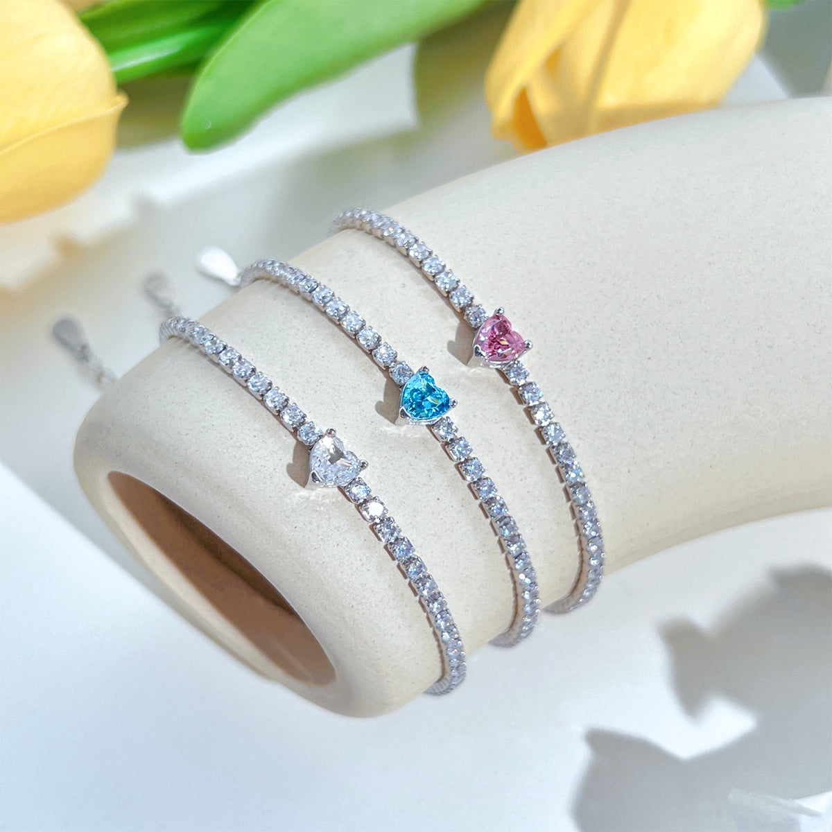[CharmAmor]0.5 Carat Elegant Romantic Heart Shape Lover Bracelet
