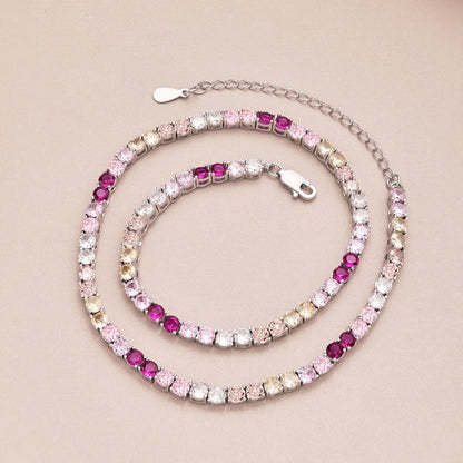 [CharmAmor]Delicate Colorful Tennis Necklace