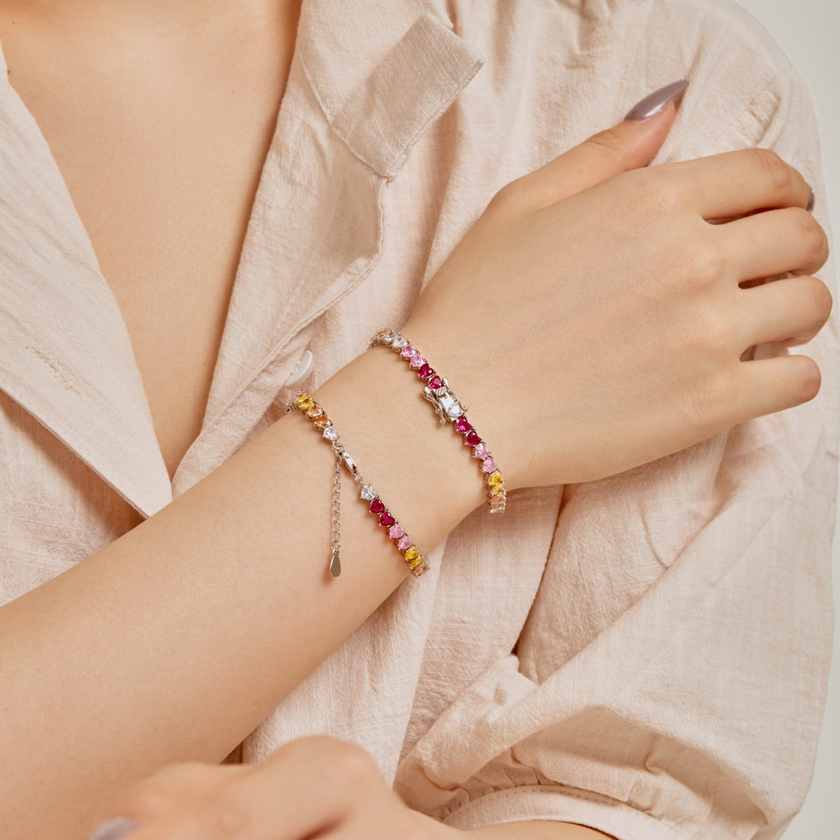 [CharmAmor]Luxurious Colorful Romantic Heart Shape Lover Bracelet